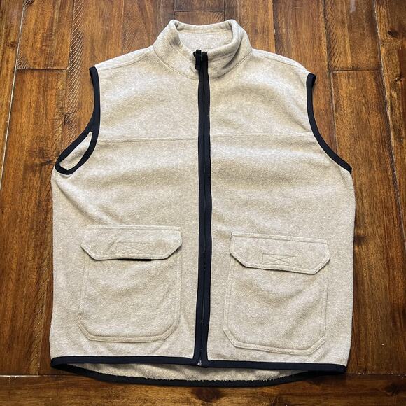 Gap Vest Mens XL Tan Fleece Zip Front Two Pocket Outdoor Layer Made Korea 90s - Picture 2 of 11